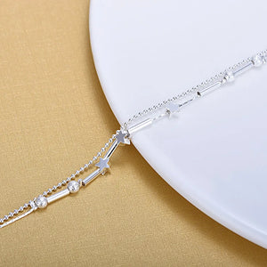 925 Silver Double Layer Stars Anklet for Women