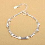 925 Silver Double Layer Stars Anklet for Women