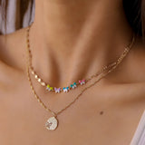 Double Layer Daisy Flower Clavicle Chain Necklace for Women