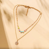 Double Layer Daisy Flower Clavicle Chain Necklace for Women
