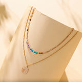 Double Layer Daisy Flower Clavicle Chain Necklace for Women