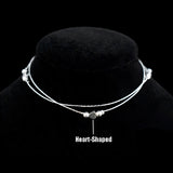 Double Layers Chain Heart & Star Charm Anklet 925 Sterling Silver