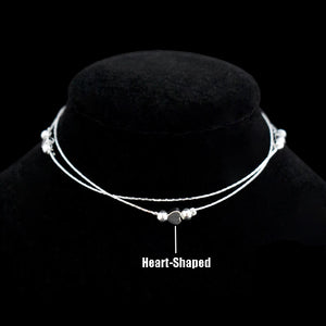 Double Layers Chain Heart & Star Charm Anklet 925 Sterling Silver
