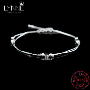 Double Layers Chain Heart & Star Charm Anklet 925 Sterling Silver
