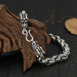 Double Leading Bracelet Back Men Retro Silver Personalized Jewelry