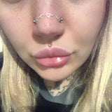 Double Nose Piercing Chain Stainless Steel Nostril Piercing