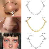 Double Nose Piercing Chain Stainless Steel Nostril Piercing