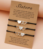 Double Heart Butterfly Sisters Card Bracelets Friendship Stainless Steel