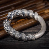 Dragon Bracelet Men's Double Dragon Head Vintage Bracelet Jewelry