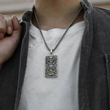 Dragon Necklace Men Retro Army Silver Pendant Snake Bone Xiangyun Pendant