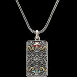 Dragon Necklace Men Retro Army Silver Pendant