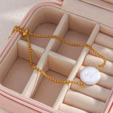 Tennis Chain Pearl Bracelet Stainless Steel Anklet Bangle