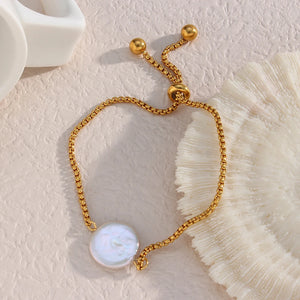 Tennis Chain Pearl Bracelet Stainless Steel Anklet Bangle