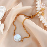 Tennis Chain Pearl Bracelet Stainless Steel Anklet Bangle
