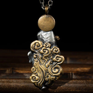 Guanyin Bodhisattva Silver Pendant Necklace