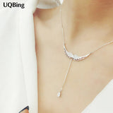 925 Silver Zircon Angel Wings Choker Necklace Wedding Jewelry