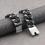 Skull Head Men's Bracelet Stainless Steel Skeleton Chain Wristband