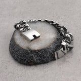 Skull Head Men's Bracelet Stainless Steel Skeleton Chain Wristband