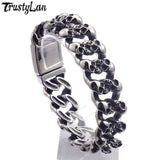 Skull Head Men's Bracelet Stainless Steel Skeleton Chain Wristband