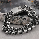 Skull Head Men's Bracelet Stainless Steel Skeleton Chain Wristband