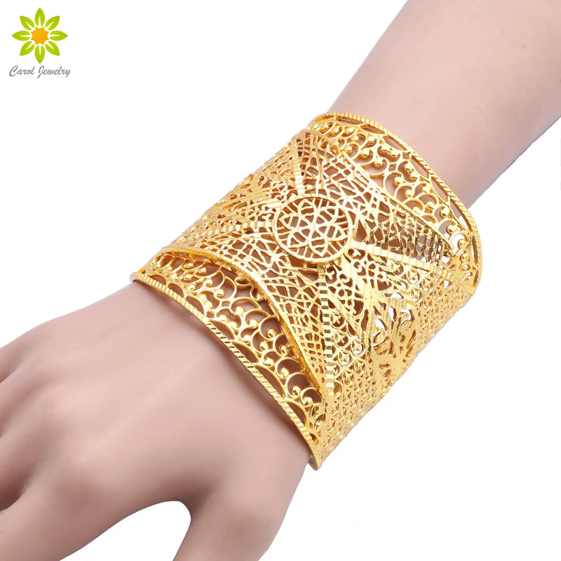 Dubai Big Wide Bangle Cuff Bracelet Ethiopian Women Party Jewelry