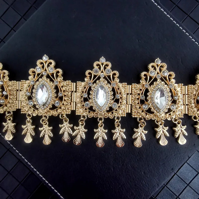Dubai Princess Wedding Headchain Rhinestone Crystal Arabian Party Headchain