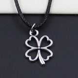 Faux Leather Irish Clover Pendant Choker Necklace Boho Tibetan Silver
