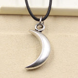 Faux Leather Moon Choker Necklace Pendant