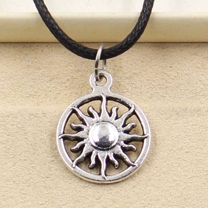 Faux Leather Sun Cord Choker DIY Necklace Pendant