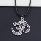 Faux Leather Om Pendant Choker Necklace