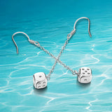 925 Sterling Silver Rose Square Dice Earrings