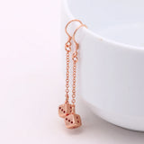 925 Sterling Silver Rose Square Dice Earrings