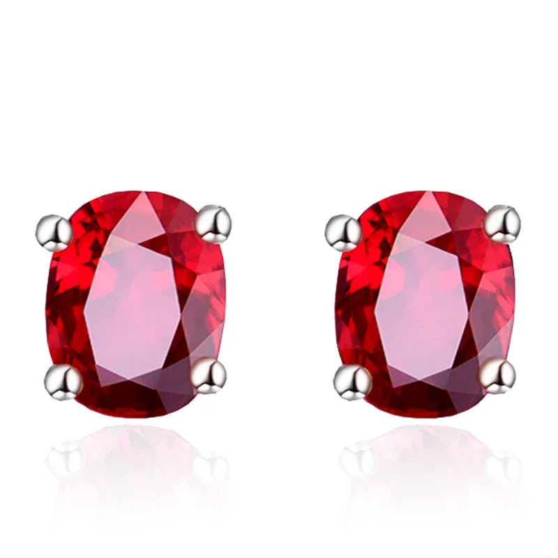 925 Silver Zircon Gemstone Stud Earrings for Women