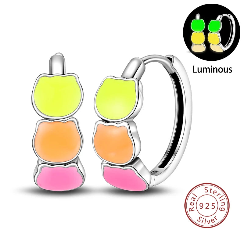 925 Silver Fishbone Leaf Cat Earrings for Women
