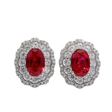 Pigeon Blood Red Oval Earrings S925 Silver