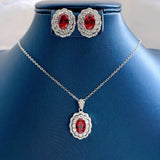 Pigeon Blood Red Oval Earrings S925 Silver