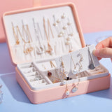 Earrings Storage Box Eourean Style Jewel Box Portable Leather Jewelry Casket
