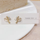 Zircon Pearl Christmas Tree Earrings 14k Plated Jewelry