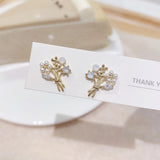 Zircon Pearl Christmas Tree Earrings 14k Plated Jewelry