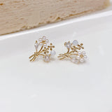 Zircon Pearl Christmas Tree Earrings 14k Plated Jewelry