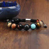 8 Planets Beaded Macrame Bracelet Natural Stones Universe Solar Jewelry