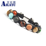 8 Planets Beaded Macrame Bracelet Natural Stones Universe Solar Jewelry