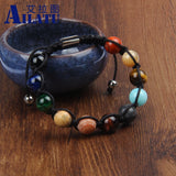 8 Planets Beaded Macrame Bracelet Natural Stones Universe Solar Jewelry