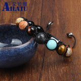 8 Planets Beaded Macrame Bracelet Natural Stones Universe Solar Jewelry