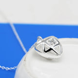 925 Silver Heart Pendant Choker Necklace with Zircon