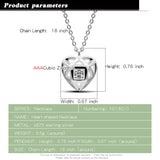 925 Silver Heart Pendant Choker Necklace with Zircon