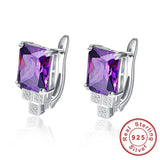 Amethyst Stone Ear Studs Silver 925 Bridal Wedding Party Jewelry