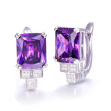 Amethyst Stone Ear Studs Silver 925 Bridal Wedding Party Jewelry