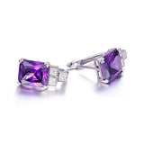 Amethyst Stone Ear Studs Silver 925 Bridal Wedding Party Jewelry