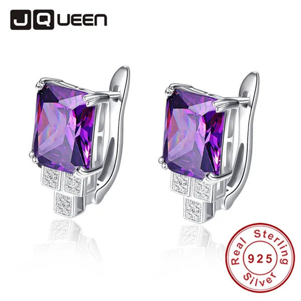 Amethyst Stone Ear Studs Silver 925 Bridal Wedding Party Jewelry
